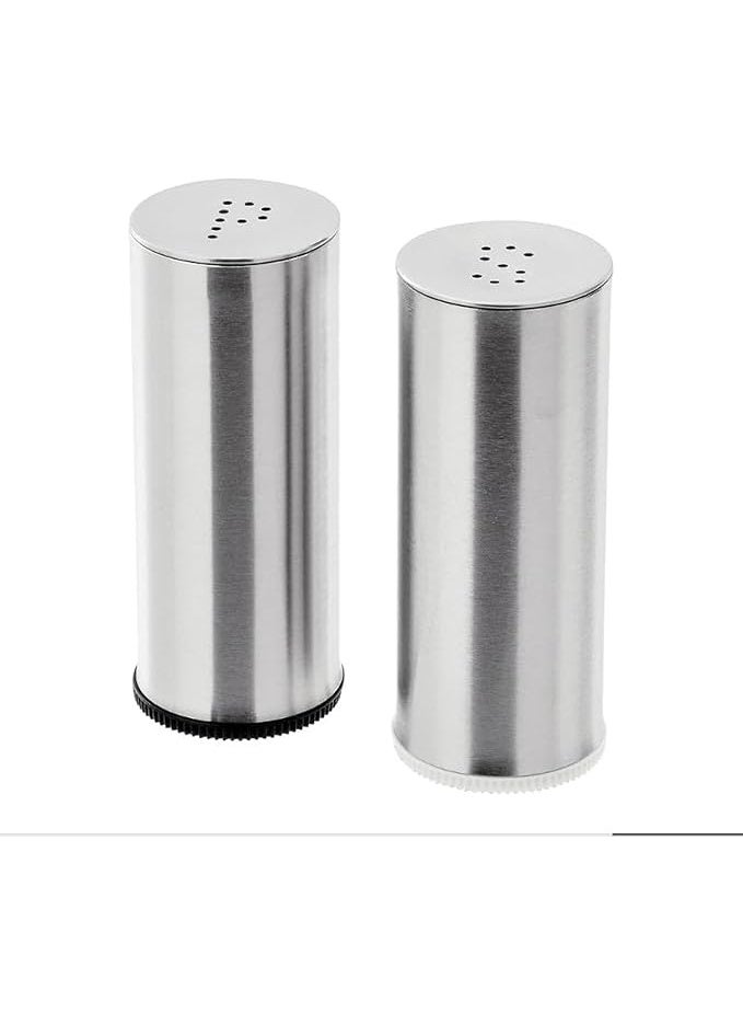 طقم من قطعتين من رشاشات الملح والفلفل، مصنوع من الفولاذ المقاوم للصدأ